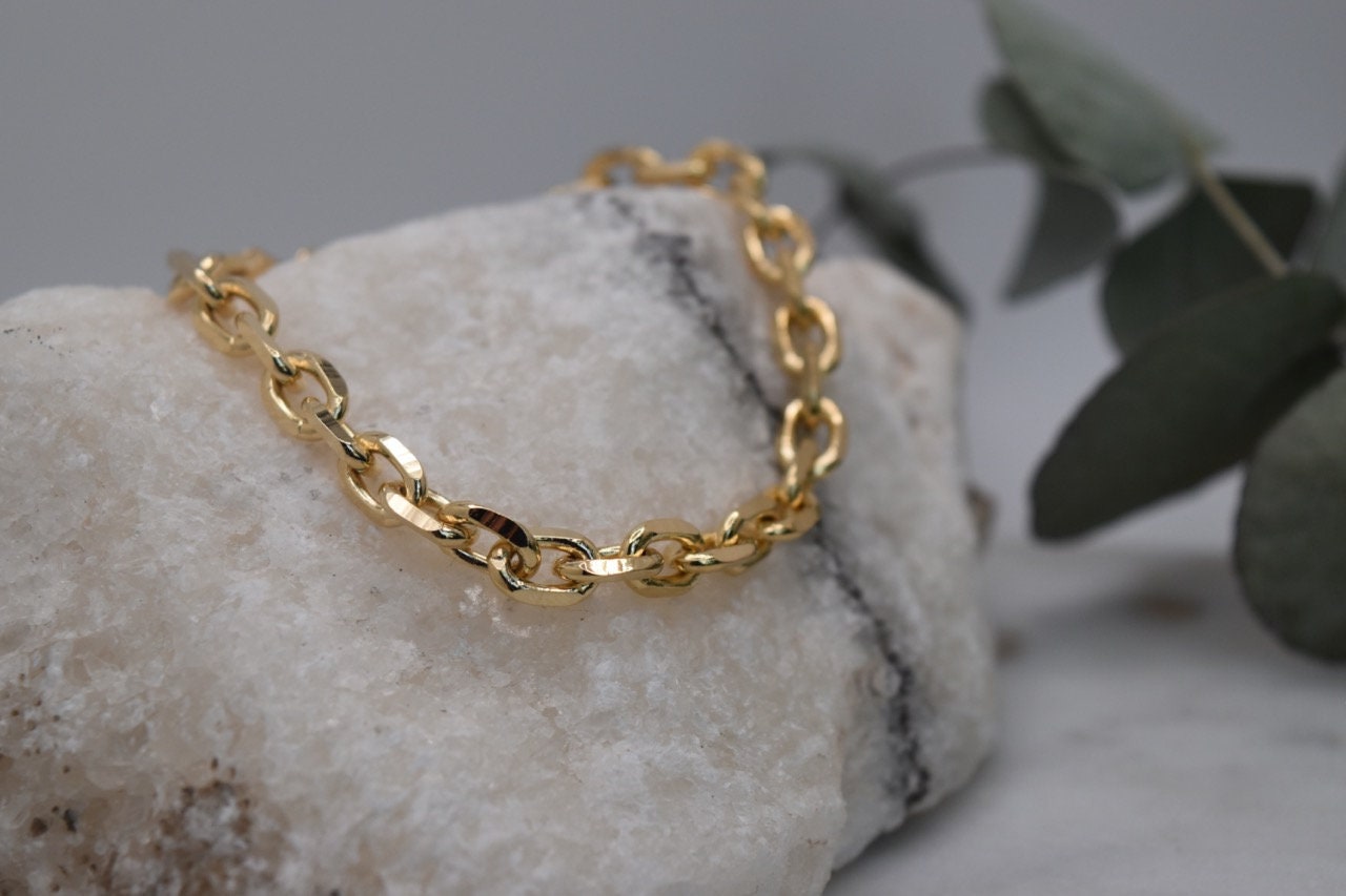 Chunky Link Chain Bracelet, Cuban Chain Bracelets, Gold Chain Bracelet  Women, Gold Filled Rope, Thick Chain Bracelet, Gold Filled Cuban Chain –  Agata1