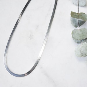 Sterling silver herringbone necklace, casual everyday jewelry, RADIANT Necklace