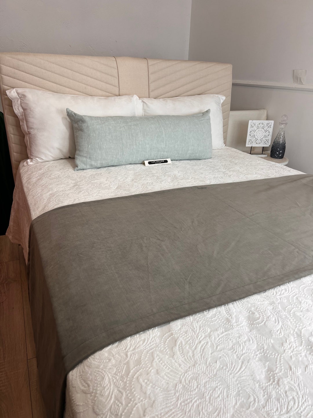 SALE Gray Luxury Velvet Bed Runner Custom Size Available Etsy