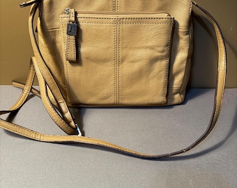 Tignanello Carmel Color Pebble Leather Crossbody Bag