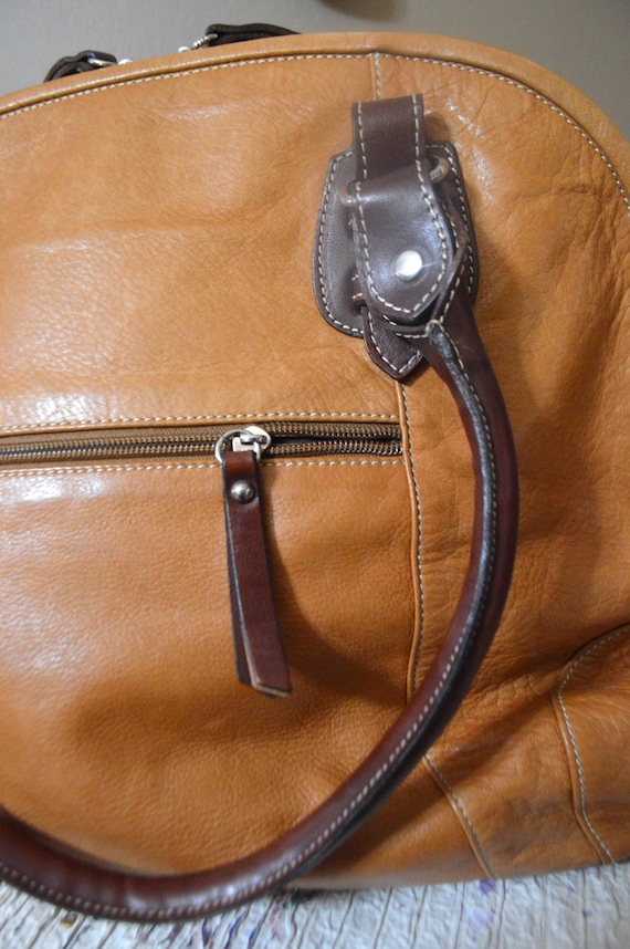 Valentina Italy Cognac Leather Bag - image 3