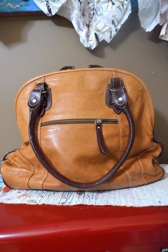 Valentina Italy Cognac Leather Bag - image 2