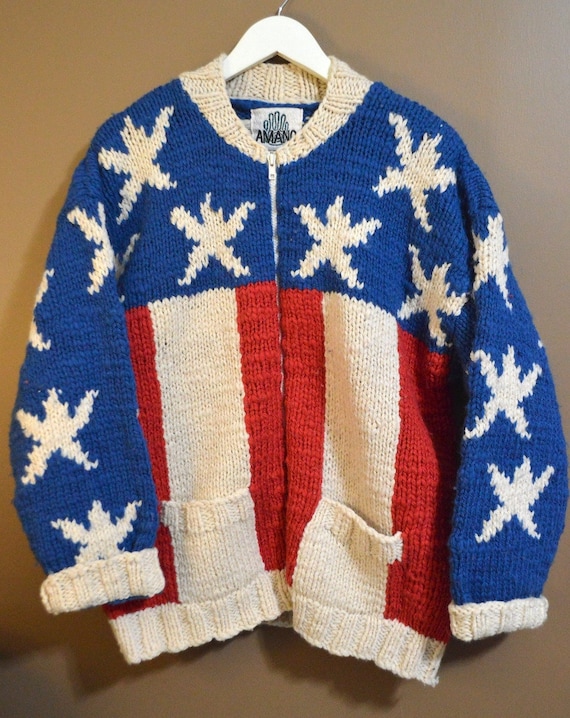 Amano  Vintage handmade Flag motif Sweater