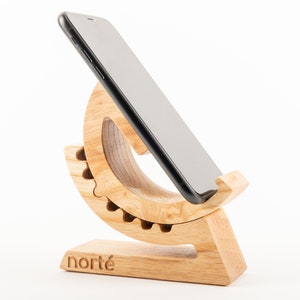 The Gear Stand - An adjustable wooden phone stand