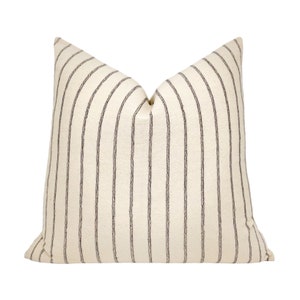 KAYCIE || Cream with Black Stripes Pillow Cover, Woven Chiang Mai Pillow Cover, Neutral Earthy Modern Farmhouse, Striped Pillow