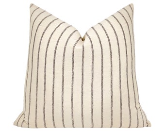 KAYCIE || Cream with Black Stripes Pillow Cover, Woven Chiang Mai Pillow Cover, Neutral Earthy Modern Farmhouse, Striped Pillow