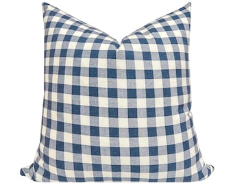 KAYDEN || Blue and White Gingham Check Pillow Cover, Blue Gingham, Gingham Pillow, Check Pillow, Spring Pillow, Blue Gingham Pillow Cover