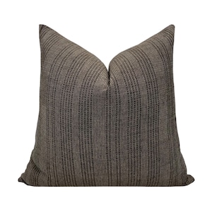 ASHER || Dark Brown Striped Pillow Cover, Earthy Brown Neutral Pillow, Farmhouse Pillow, Brown Striped Pillow, Boho Pillow, Neutral Pillow