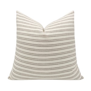ZEKE || Brown Striped Pillow Cover, Beige and Brown Pillow, Farmhouse Pillow, Striped Pillow, Neutral Pillow, English Country Pillow