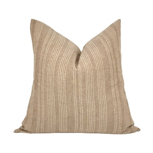 GRACIE || Brown Striped Chiang Mai Pillow Cover, Brown Striped Pillow,  Earthy Beige Neutral Modern Farmhouse Sofa Pillow, Neutral Pillow