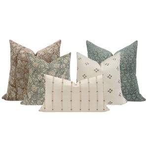 SOFA PILLOW COMBO || Set Of Five Designer Pillow Covers, Neutral Pillow Combo, Sofa Pillow Combo, Sectional Pillow Set, Pillow Combo