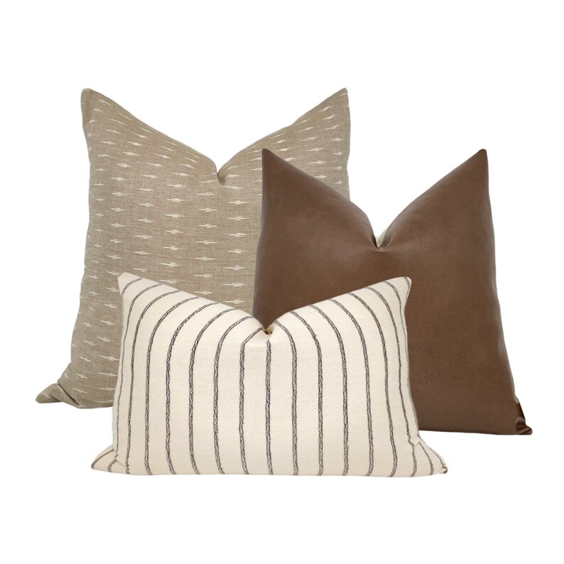 PILLOW COMBO Set of Three Pillow Covers Soft Brown Ikat Etsy