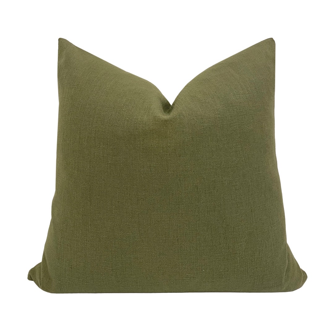 JACK Green Linen Textured Pillow Cover, Green Pillow Cover, Solid