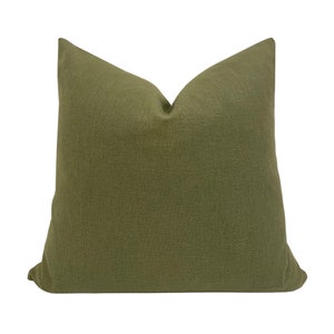 JACK  || Green Linen Textured Pillow Cover, Green Pillow Cover, Solid Pillow, Green Pillow, Olive Green Pillow, Earthy Pillow
