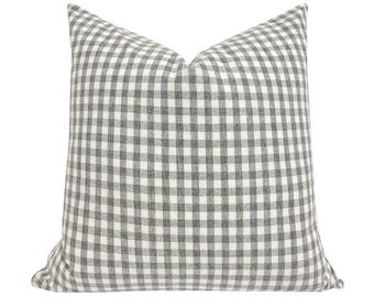 MATTIE || Charcoal Gray Gingham Check Pillow Cover, Neutral Pillow, Gray Pillow, Neutral Gingham Pillow, Check Pillow, Spring Pillow