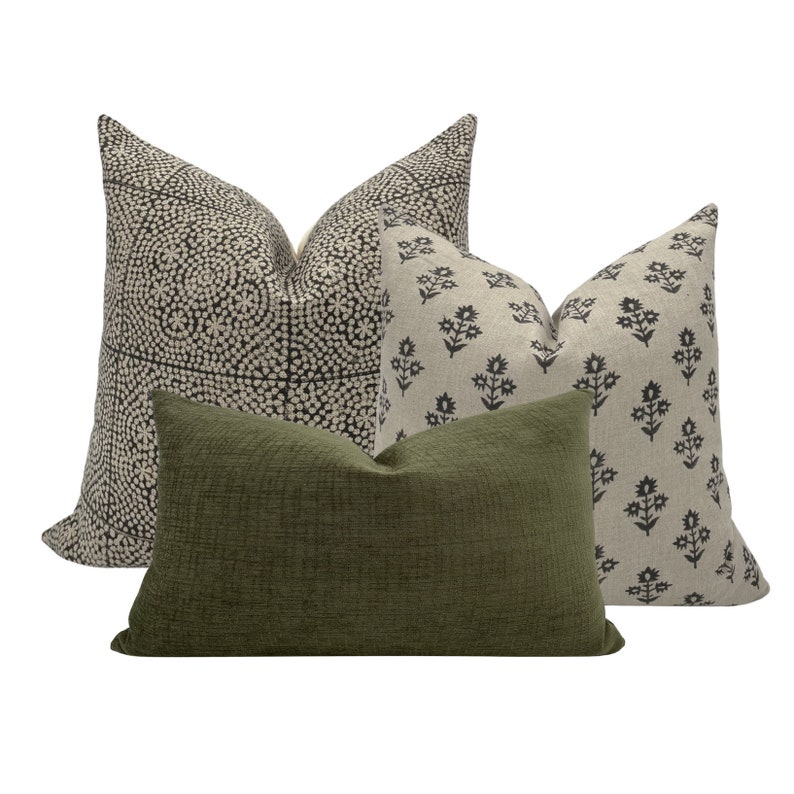PILLOW COMBO Set of Three Designer Pillow Covers Black Etsy