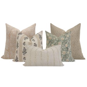 SOFA PILLOW COMBO || Set Of Five Designer Pillow Covers, Neutral Pillow Combo, Sofa Pillow Combo, Sectional Pillow Set, Pillow Combo