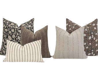COMBO DE ALMOHADA PARA SOFÁ // Juego de cinco fundas de almohada de diseño, combinación de almohadas neutras, combinación de almohadas para sofá, juego de almohadas seccionales, juego de almohadas neutras