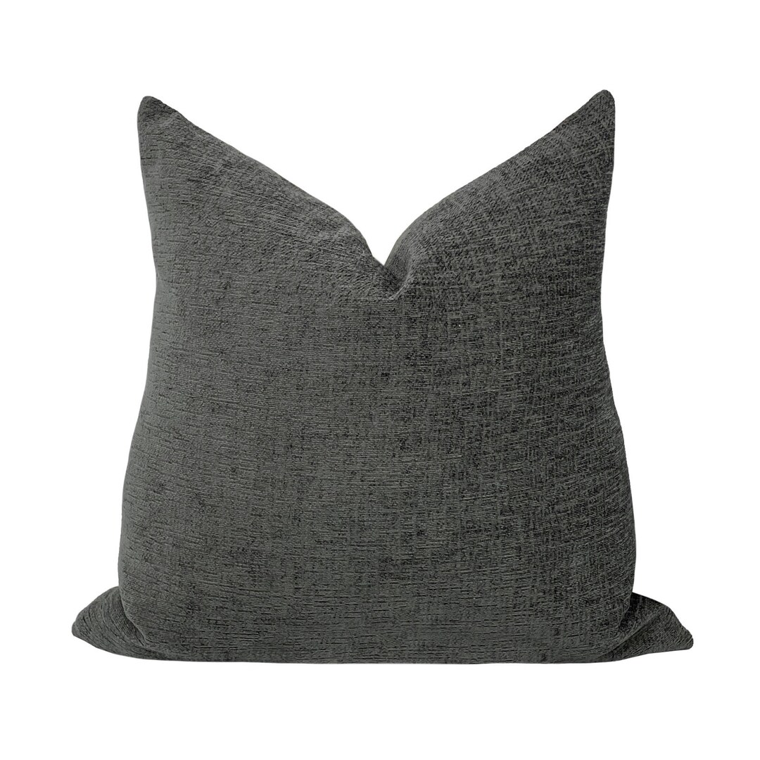 VIVIAN Dark Gray Textured Pillow Cover Fall Pillow Cover Etsy