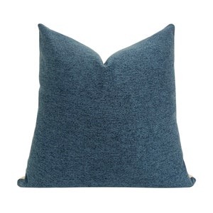 JACQUELINE  || Blue Textured Pillow Cover, Blue Pillow Cover, Solid Pillow, Dark Blue Pillow, Coastal Blue Pillow, Coastal Pillow