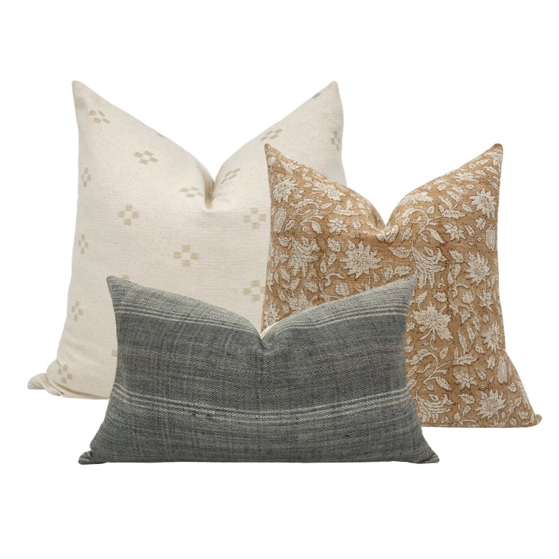 PILLOW COMBO Set of Three Designer Pillow Covers Cream Etsy