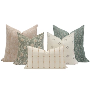 SOFA PILLOW COMBO || Set Of Five Designer Pillow Covers, Neutral Pillow Combo, Sofa Pillow Combo, Sectional Pillow Set, Pillow Combo
