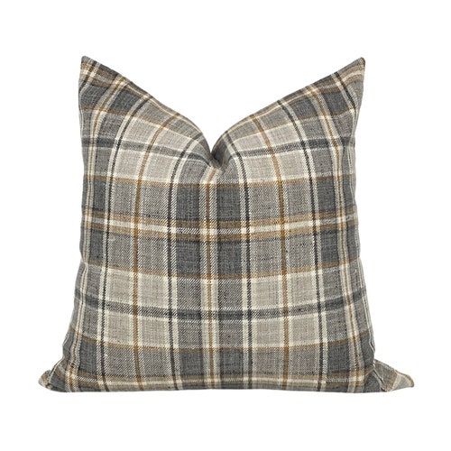 VERONICA Gray Plaid Pillow Cover Fall Pillow Cover Modern Etsy