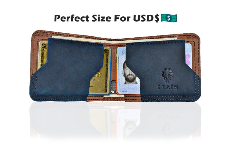 Mens Top Grain Crazy Horse Leather Bifold Wallet Stylish Etsy