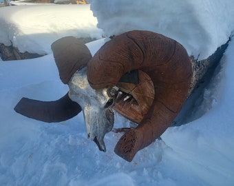 Hand forged big horn ram sculpture