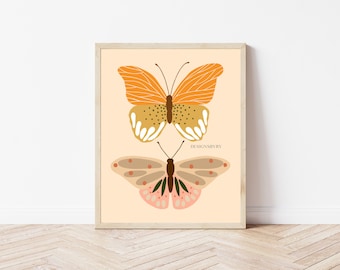Butterfly Wall Prints, Wall Art, Wall Art Decor, Butterfly Digital Illustration