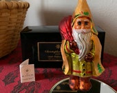 Vintage Retired Christopher Radko Christmas Holiday Ornament Little Golden Hood 97-261-E 1997 Gnome Santa Ornament Scandinavian Santa