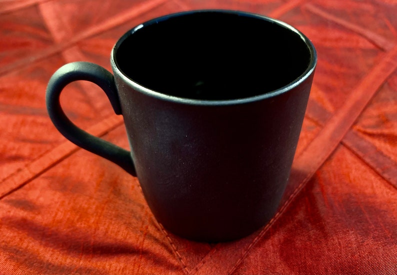 Rare Vintage Wedgwood Black Basalt Demitasse Cup and Saucer Set Bond