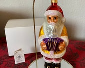 Vintage Retired Christopher Radko Christmas Holiday Squeezebox Santa 1997 97-251-0 Musical Santa Ornament Accordion Ornament
