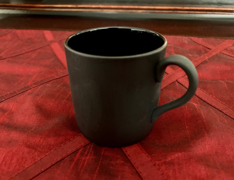 Rare Vintage Wedgwood Black Basalt Demitasse Cup and Saucer Set Bond