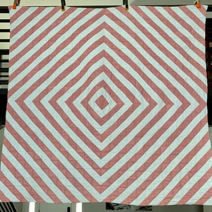 Antique Barn Raising Diamond Quilt: 1880s Pennsylvania Japonism Roses