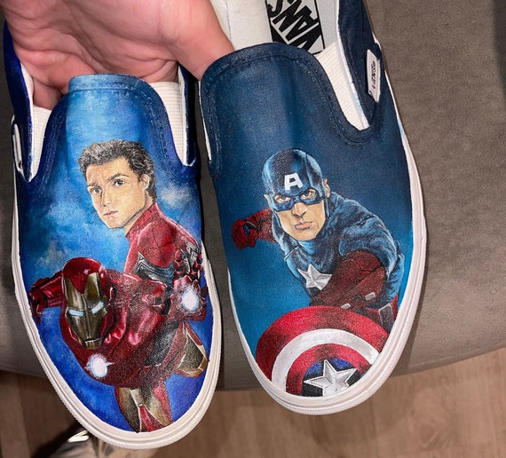 Painted Shoes Captain America Shoes Vans Custom Shoes And