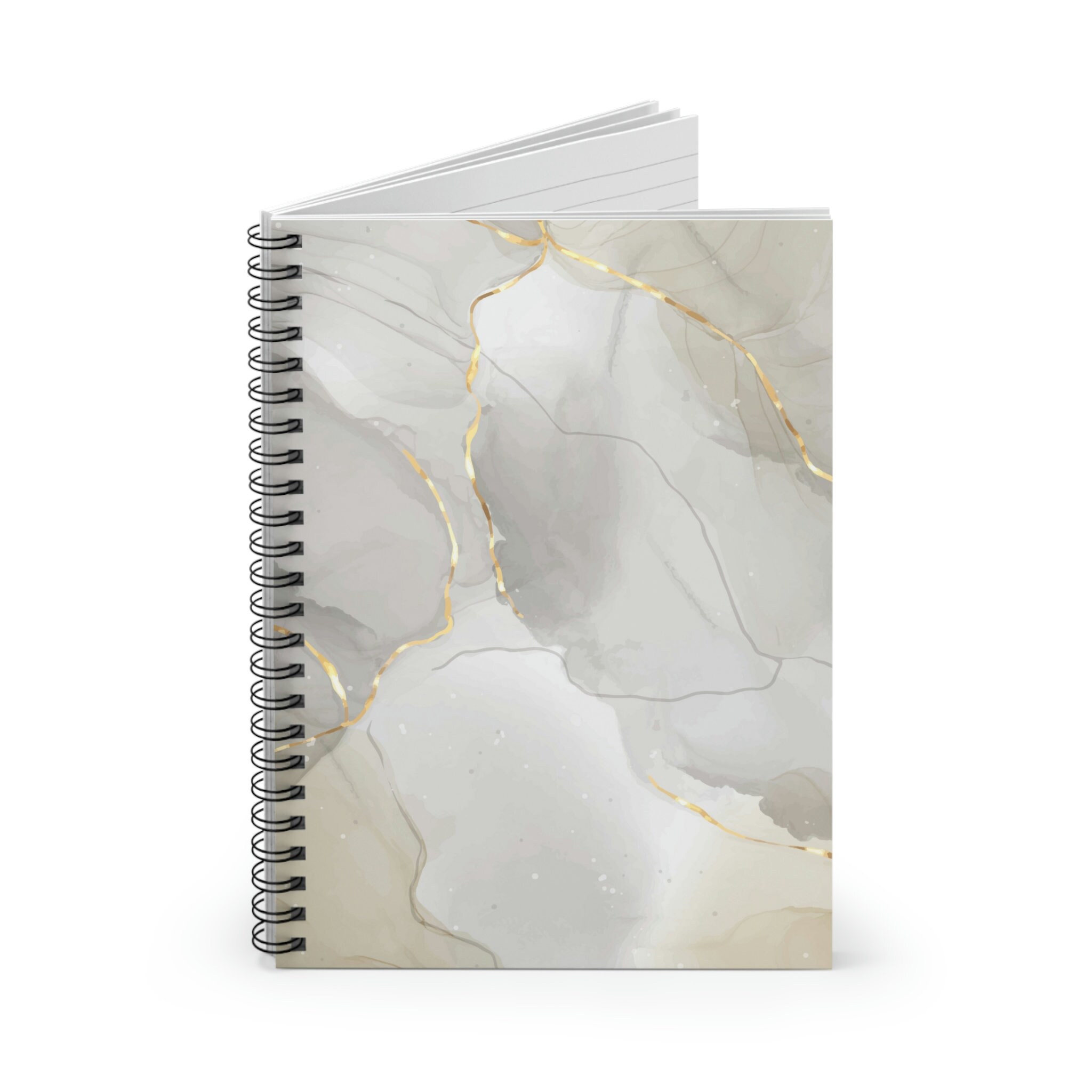 Notebook With Golden Line Gray and Gold Marble Spiral Notebook Ruled Line - Etsy
