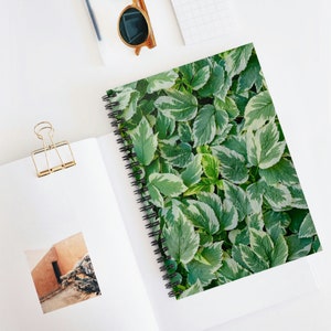 Green Leaves Design Spiral Notebook - Ruled Line