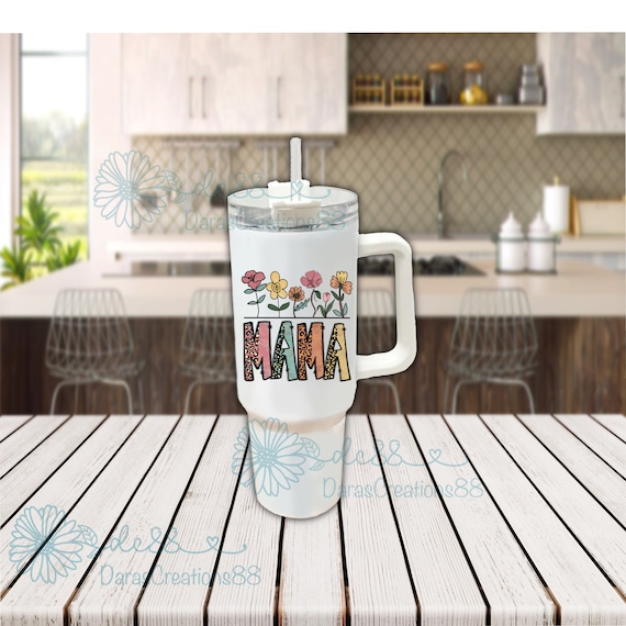 Vintage Mama Stanley Cup Dupe 40 Oz Tumbler Mama Tumbler Stanley Cup Floral  Mama Tumbler Tumbler With Handle 