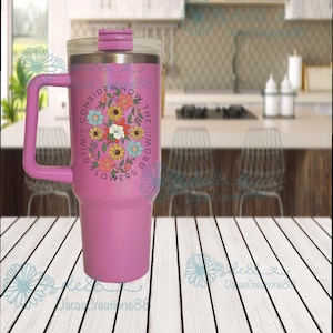 Christian Tumbler | Consider How The Wildflowers | 40 OZ Tumbler With Handle | Sublimation 40 OZ Tumbler | Holographic Tumbler
