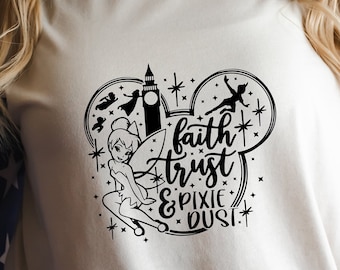 Faith Trust et Pixie Dust Svg, Disneyland Svg, Svg famille, Svg fête des pères, souris Svg, Svg fête des mères, famille voyage Svg, Mickey tête svg