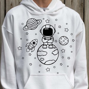 Silhouette astronauta, vettore galassia per il taglio, astronauta con pianeta SVG, spazio SVG, astronauta spaziale carino SVG, astronauta Png, Clipart Png