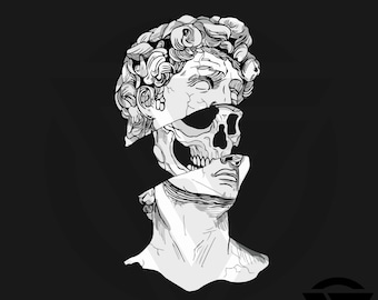 David Statue Skull Svg, David Portrait Svg, David Wall Decor Svg, Greek Mythology David Statue T-shirt Eps, Cool David Statue Svg,