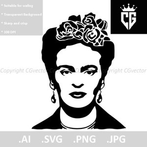 Frida Kahlo Sticker Bandanna Carte Cadeau Masque Tatouage Autocollant Art Design Logo SVG PNG JPG Clipart Vector Cut Cutting File