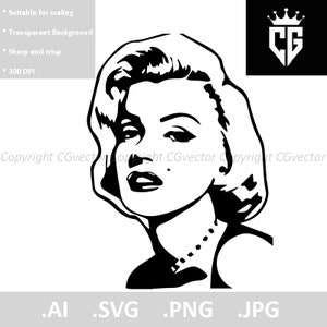 Marilyn Monroe Ilustração Adesivo Bandanna Gift Card Máscara Tatuagem Adesivo Art Design Logo SVG PNG JPG Clipart Vetor Corte Arquivo de Corte
