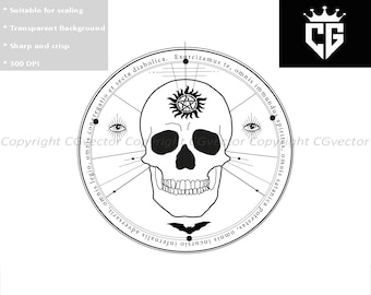 Supernatural Skull Sticker Bandanna Gift Card Mask Tattoo Sticker Art Design Logo SVG PNG JPG Clipart Vector Cut Cutting File