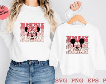 Couple Svg, Family Trip SVG, Retro Mouse Svg, Vinyl Cut File, Ai Printable Design File, Mouse Sketch, Disneyland Png, Family Matching