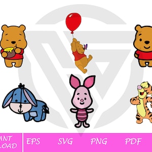 Winnie The Pooh Svg Bundle, Layered Winnie The Pooh Svg Bundle, Winnie The Pooh Pdf Bundle, Winnie Png, Winnie The Pooh Silhouette, Cut File