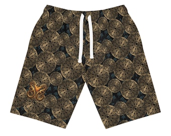 Brown Mandala Pattern Athletic Long Shorts