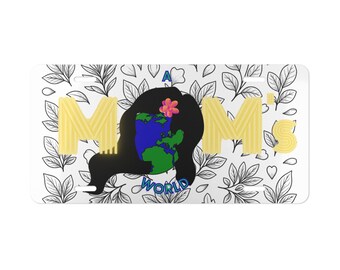 Mom's World Vanity Plate | Floral Earth Mom License Plate